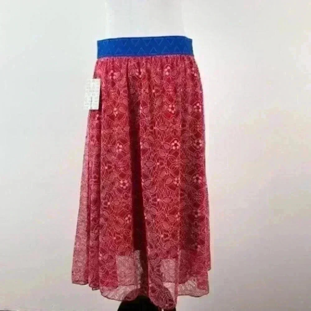 Lularoe Lola skirt L 12-14 elastic waist high/lo - Picture 5 of 9